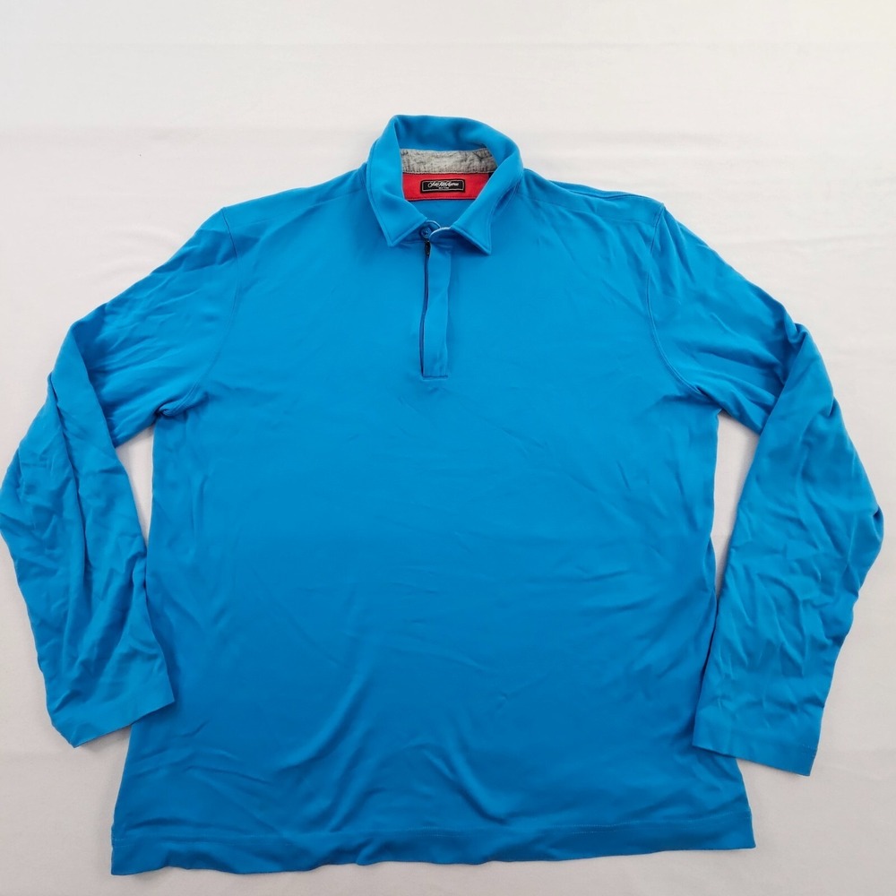 Sak's Fifth Avenue Blue Long Sleeve 1/4 Zip Polo Shirt Men's XL